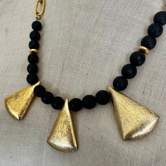 Molly Beads Black & Gold Statement Necklace - Picture 3 of 10